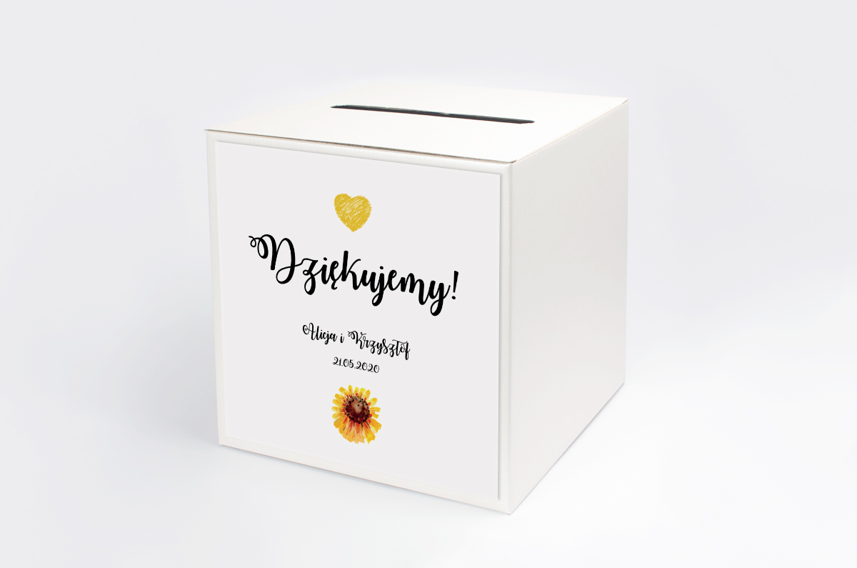 Dekoracje ślubne Personalizowane pudełko na koperty - Kwiaty: Słoneczniki