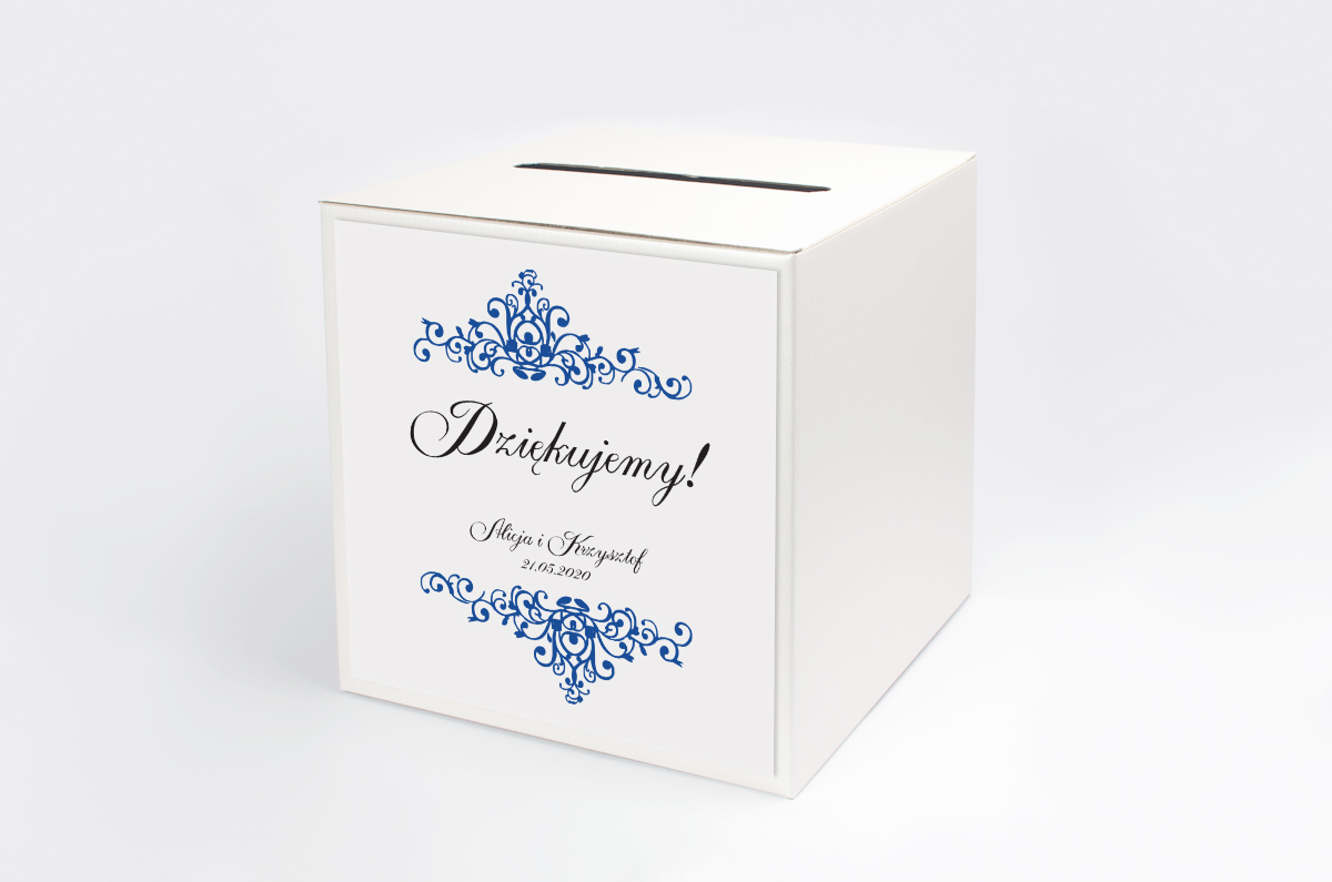 Dekoracje ślubne Personalizowane pudełko na koperty -  3D Niebieskie