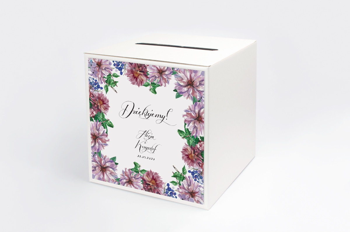 Dekoracje ślubne Personalizowane pudełko na koperty - Wianuszki Bukiet Vintage