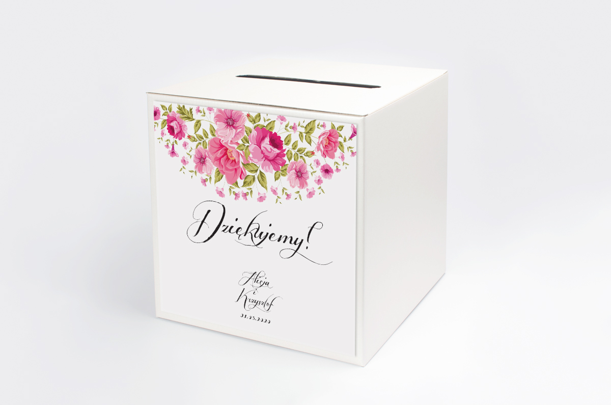 Dekoracje ślubne Personalizowane pudełko na koperty - Wianuszki Ogrodowe Róże