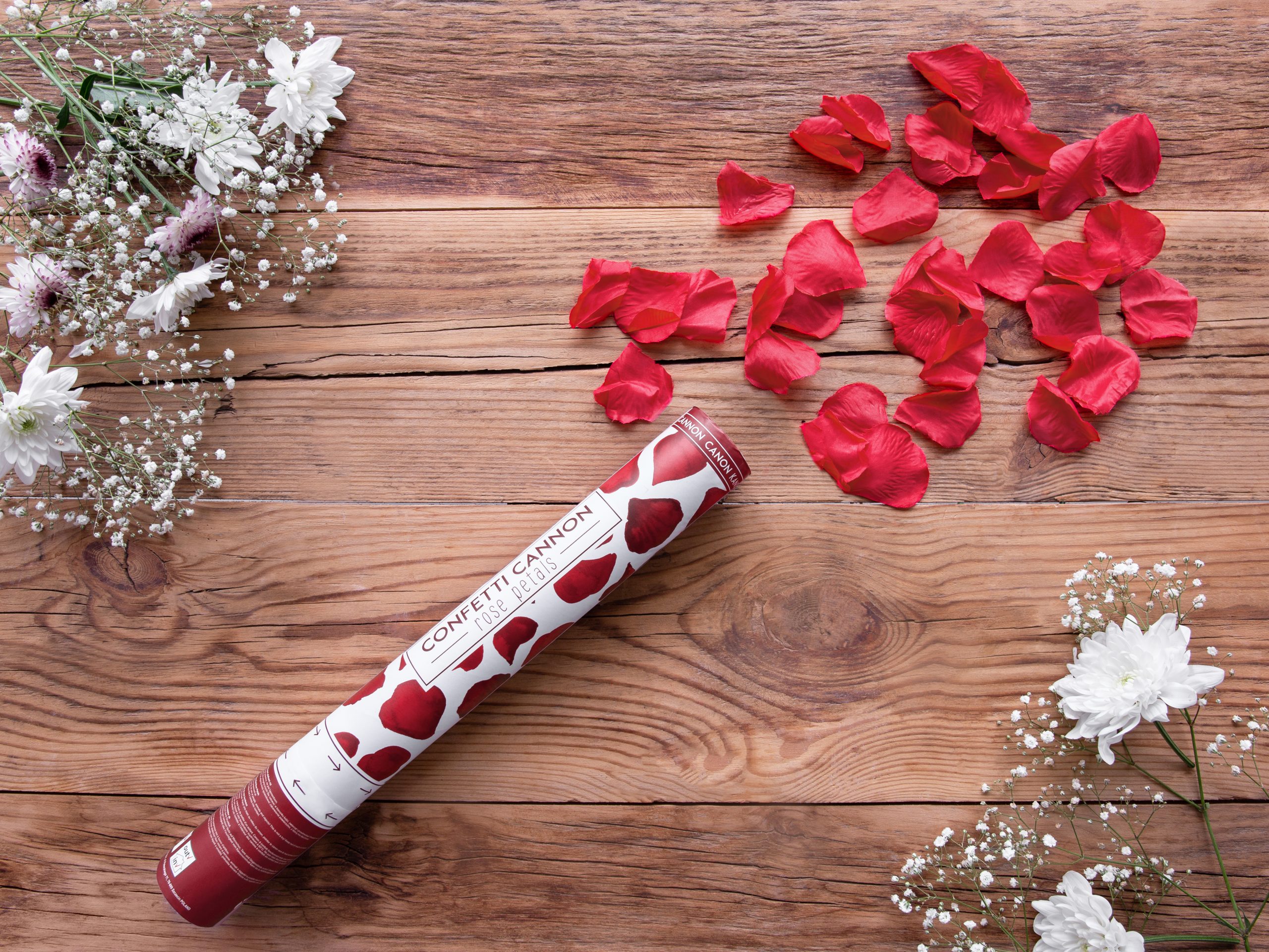Dekoracje ślubne Strzelające konfetti - Bordowe płatki róż