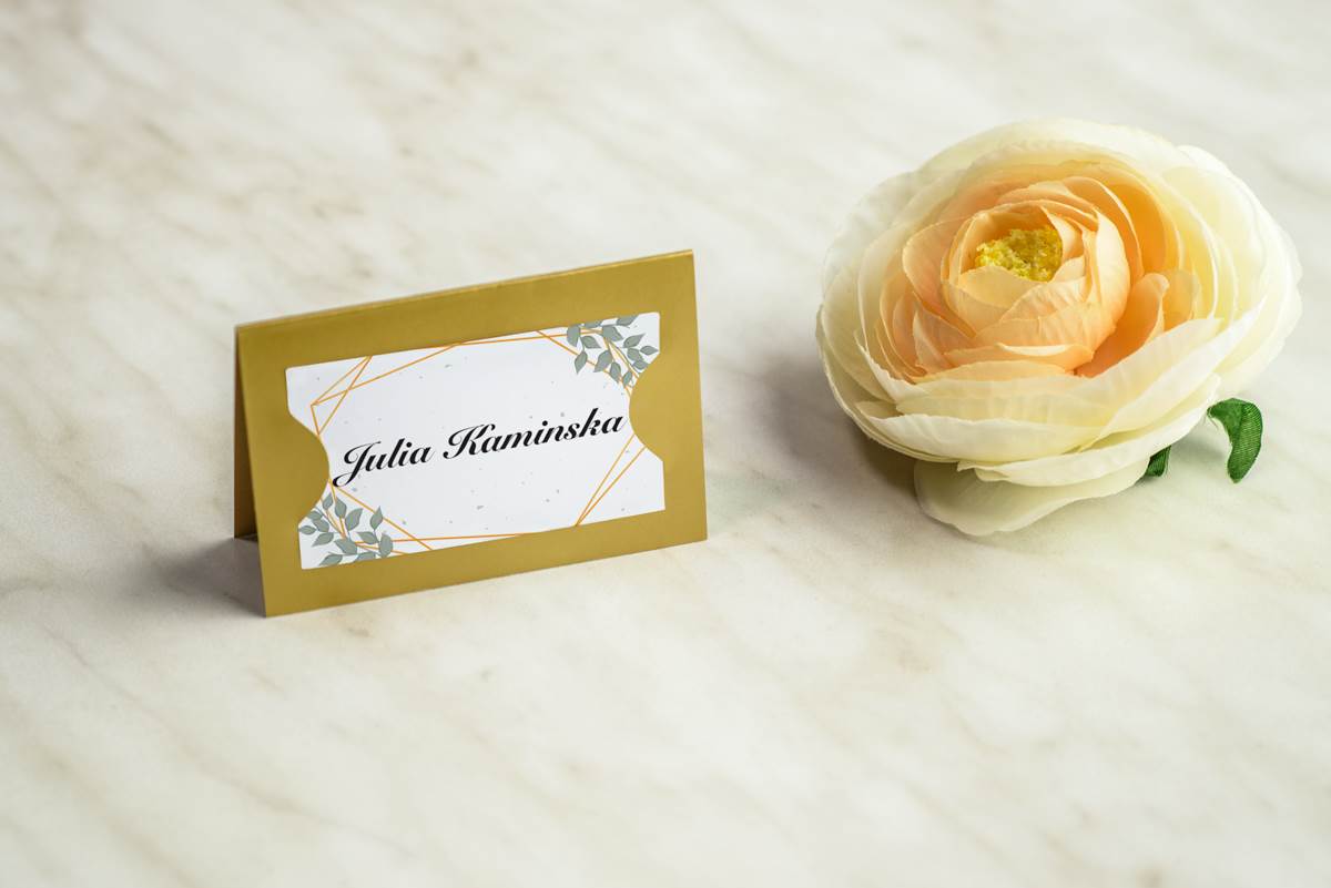 Dodatki ślubne Winietka ślubna do zaproszenia złote metaliczne - Róże geometryczne