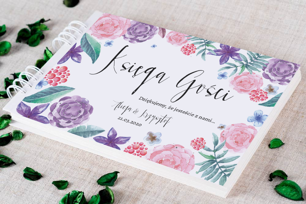 Dodatki ślubne Księga gości ślubnych do zaproszeń Fioletowo-różowych