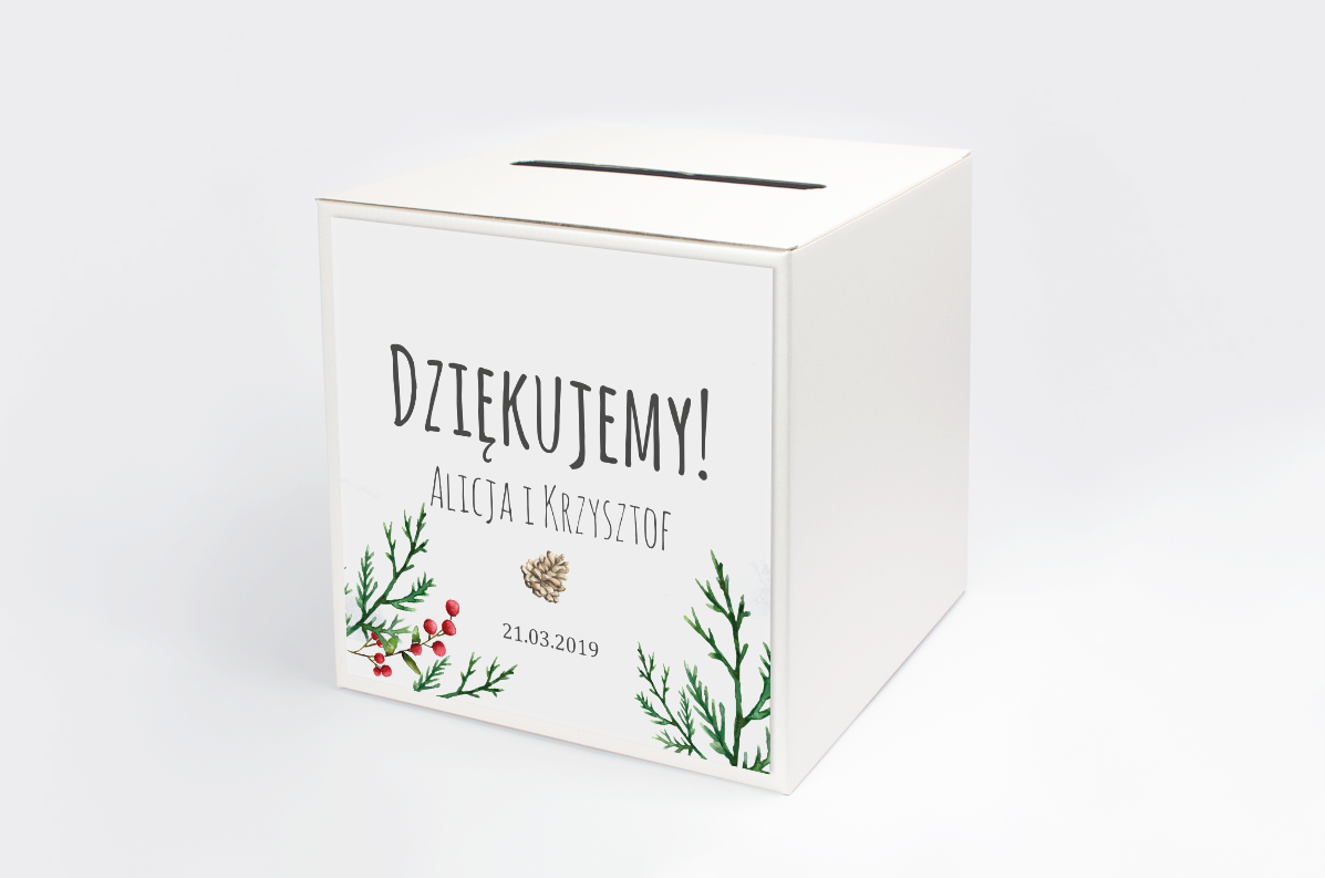 Dekoracje ślubne Personalizowane pudełko na koperty - Jałowiec