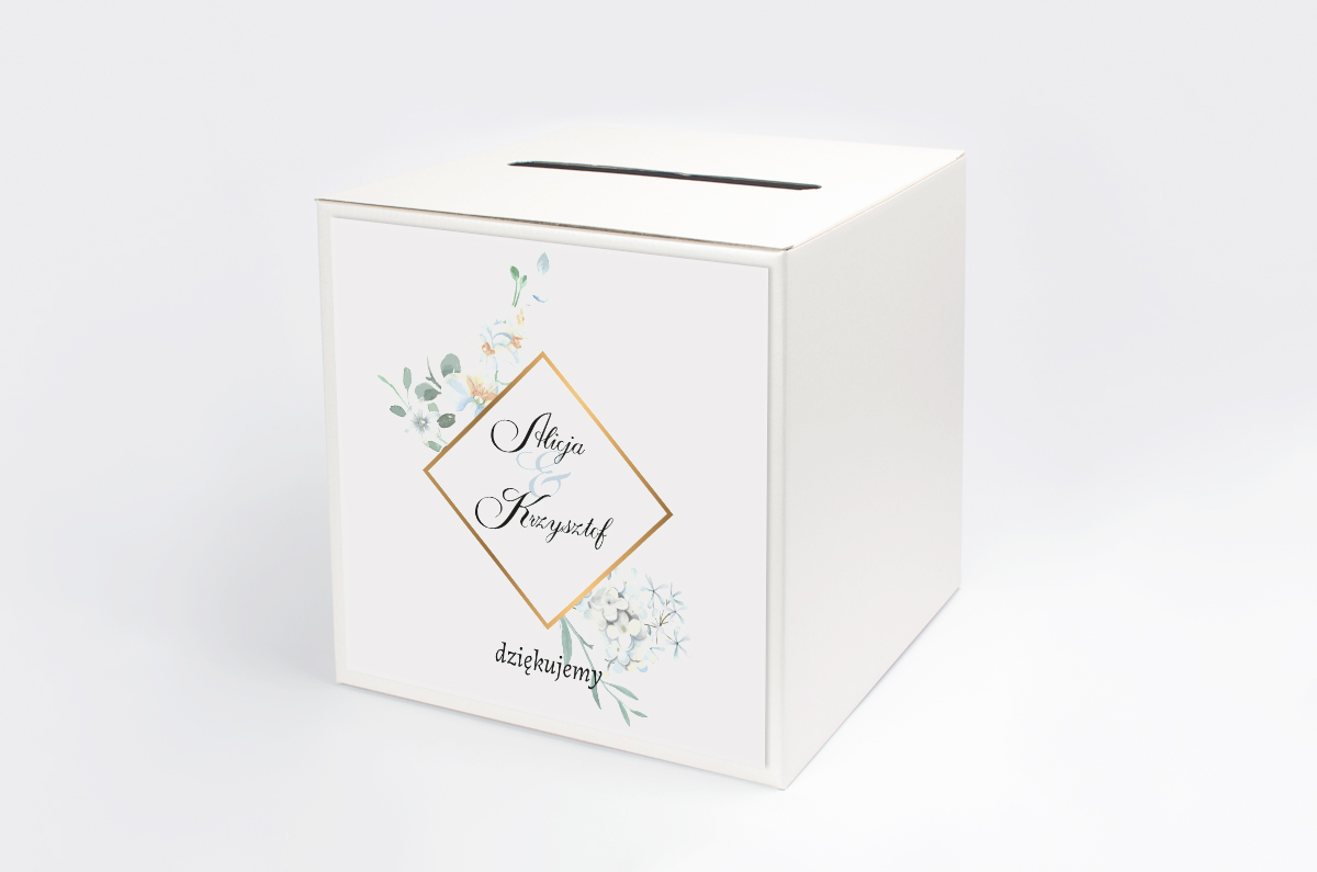 Dekoracje ślubne Personalizowane pudełko na koperty - Botaniczne - Subtelne