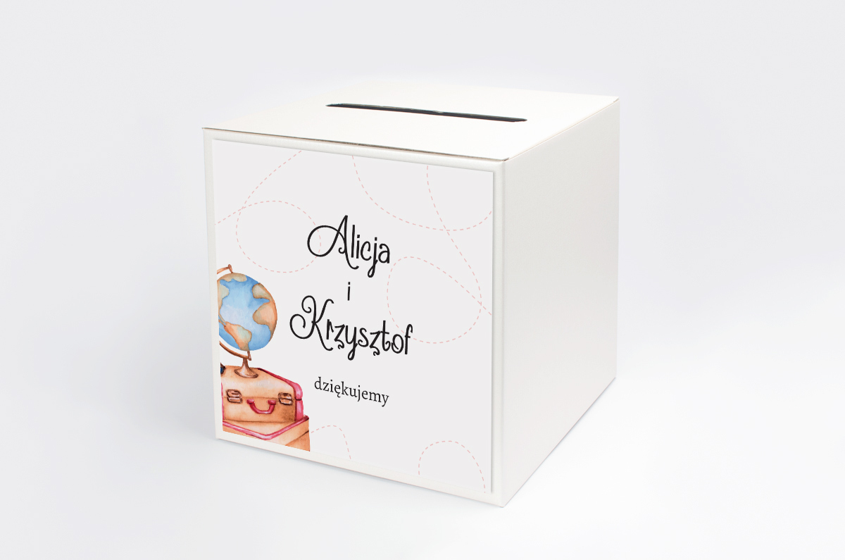 Dekoracje ślubne Personalizowane pudełko na koperty do zaproszenia ze zdjęciem i sznurkiem - Podróż Życia