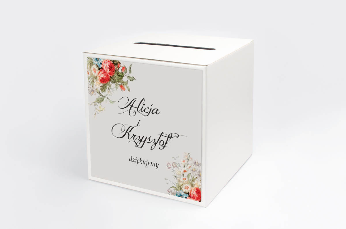 Atrakcje i dekoracje Personalizowane pudełko na koperty - Kwiatowe Gałązki - Polny Bukiet