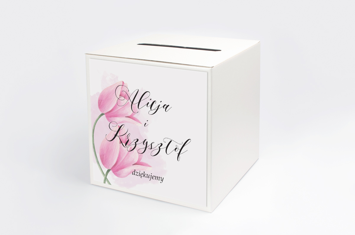 Dekoracje ślubne Pudełko na koperty do zaproszenia Namalowane Kwiaty - Tulipanowe