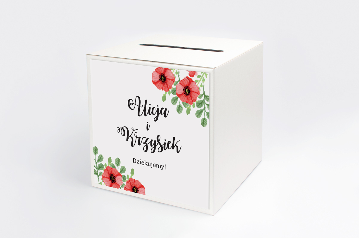 Dekoracje ślubne Pudełko na koperty do zaproszenia Kwiaty: Czerwone maki