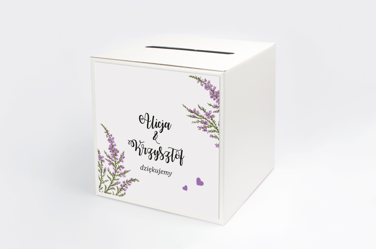 Dekoracje ślubne Personalizowane pudełko na koperty Kwiaty - Wrzosy