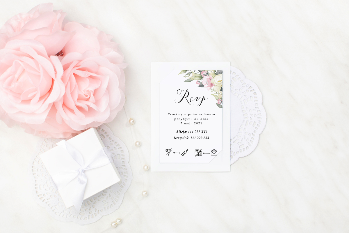 Dodatki ślubne Dodatkowa karteczka do zaproszeń Boho Jasne Kwiaty - Pastelowy bukiet