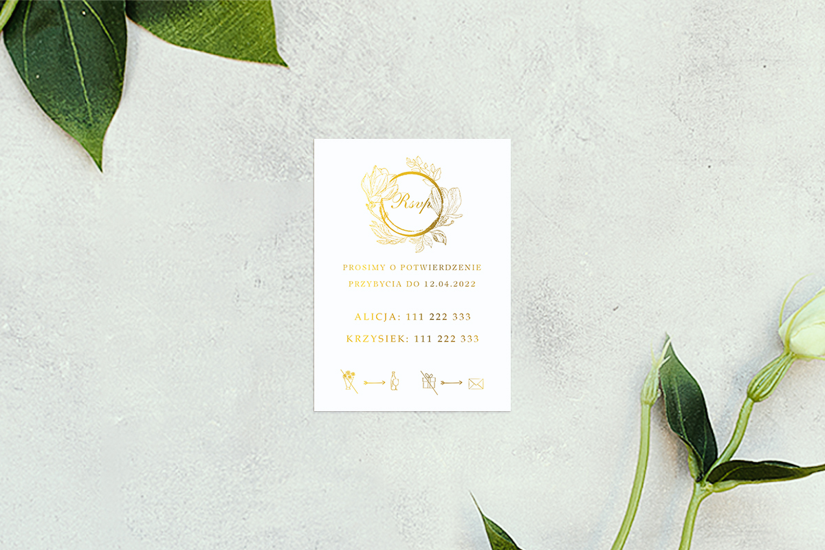 Dodatki ślubne Dodatkowa karteczka do zaproszenia Minimalistyczne - Magnolia