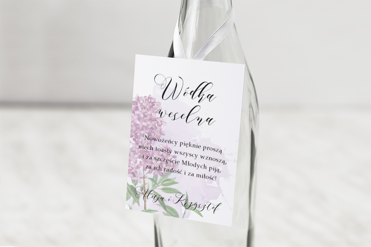 Dodatki ślubne Zawieszka na alkohol Namalowane Kwiaty – Fioletowy bez