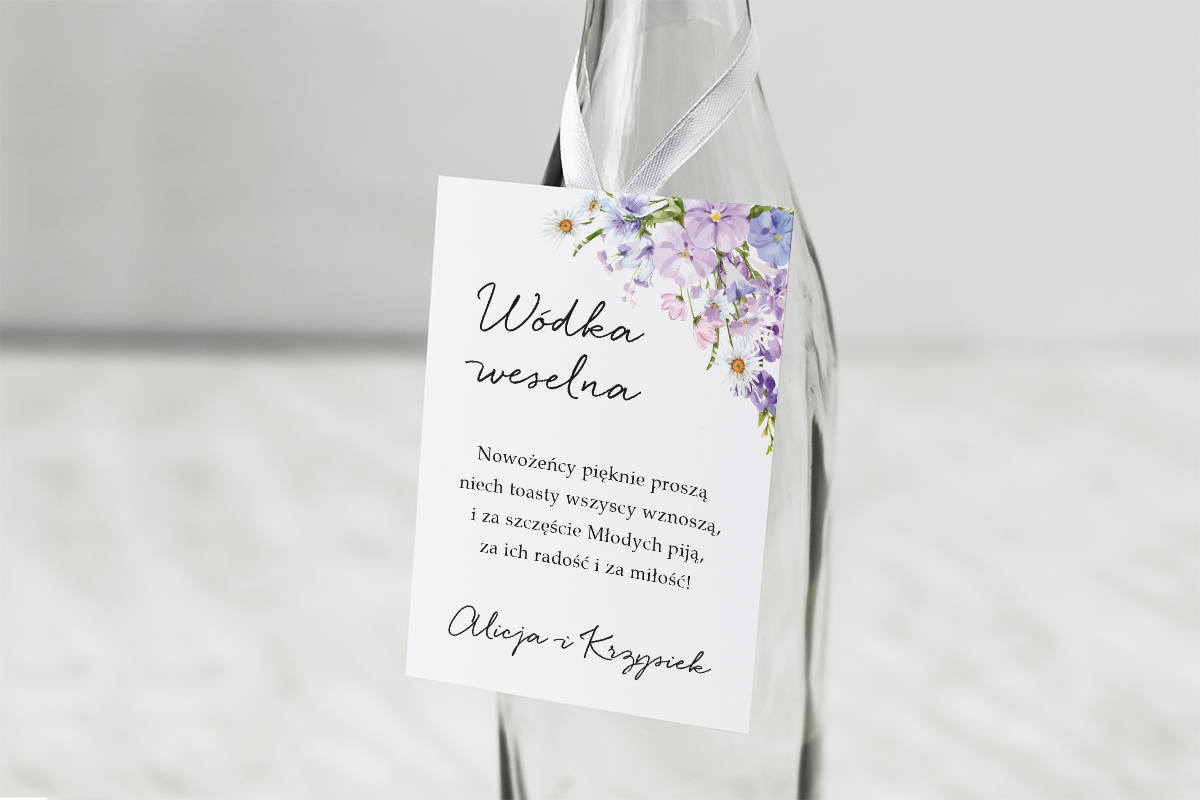 Dodatki ślubne Zawieszka na alkohol do zaproszenia Eleganckie kwiaty - Polny wianek