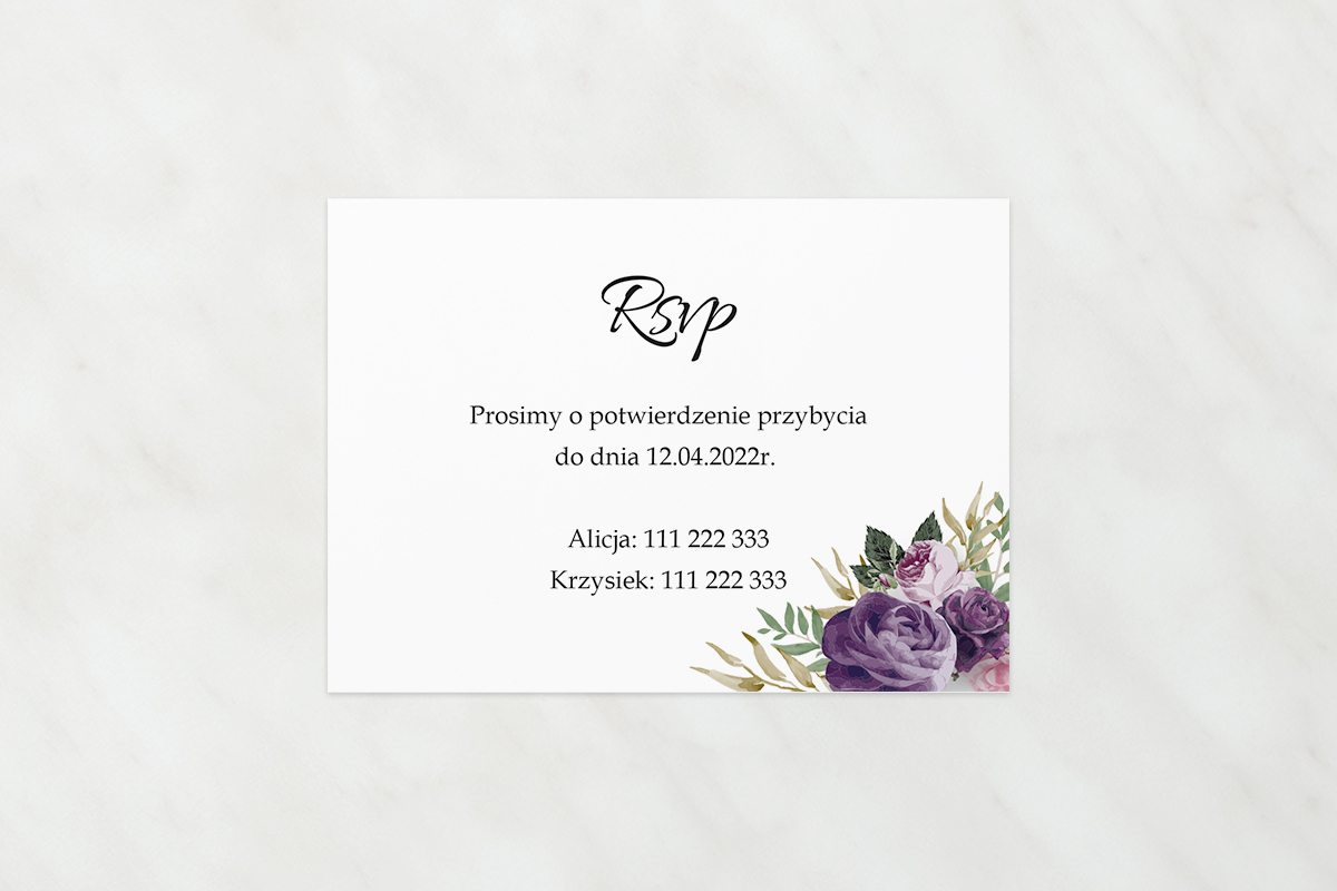 RSVP Dodatkowa karteczka Botaniczne - Fioletowe kwiaty