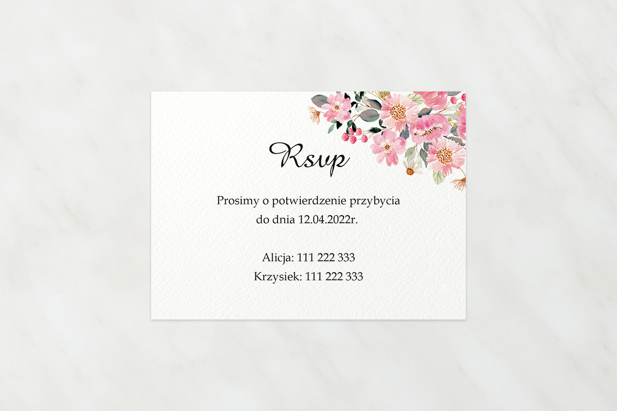 RSVP Dodatkowa karteczka Ze sznurkiem - Wiosenne kwiatuszki