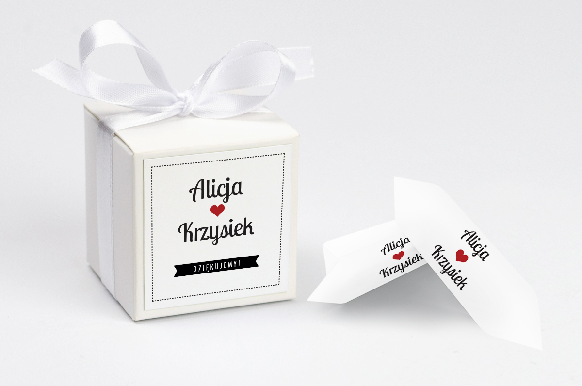 Podziękowania ślubne Ozdobne pudełeczko z personalizacją Czerwone&Eco - Rustykalne