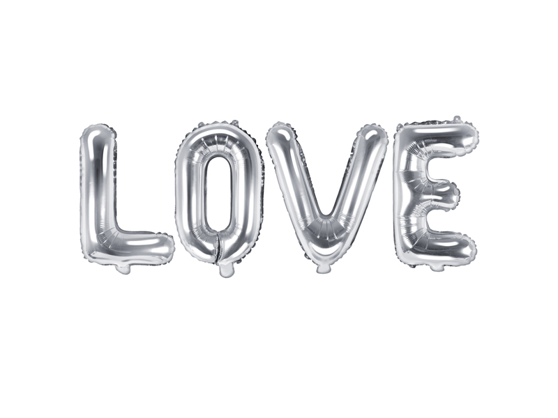 Baby Shower Dekoracje Balon foliowy Love, 140x35cm, srebrny