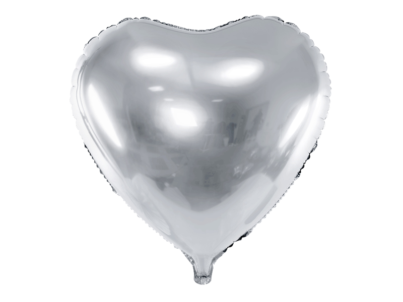 Akcesoria na wieczór panieński Balon foliowy Serce, 45cm, srebrny