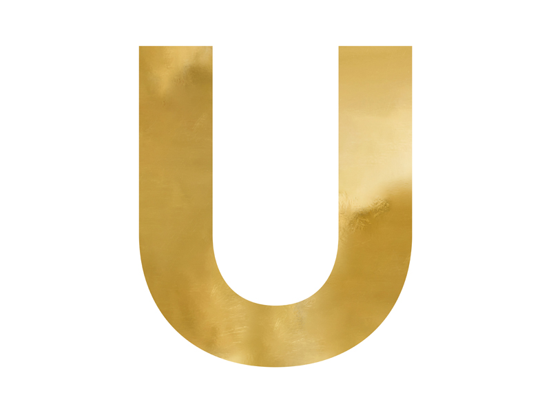 Dekoracje ślubne Litera lustrzana ''U'', złoty, 52x61 cm