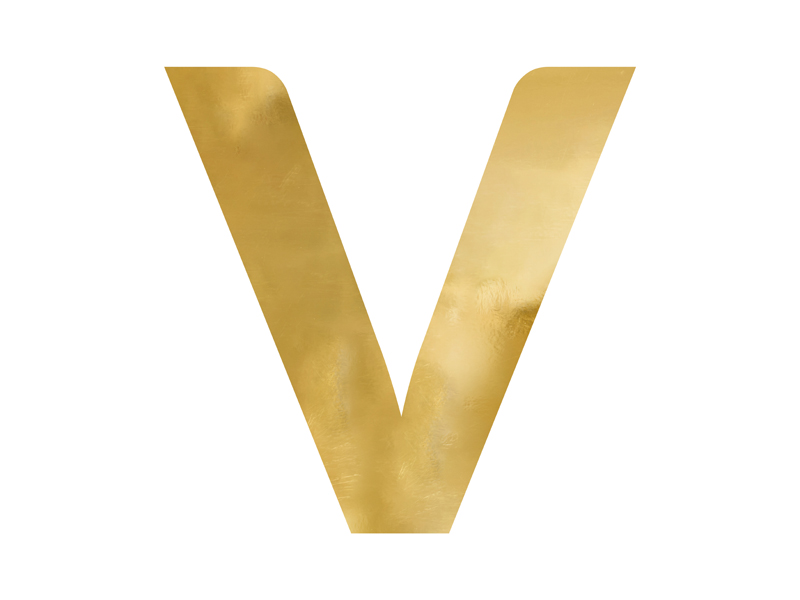 Dekoracje ślubne Litera lustrzana ''V'', złoty, 61x60 cm