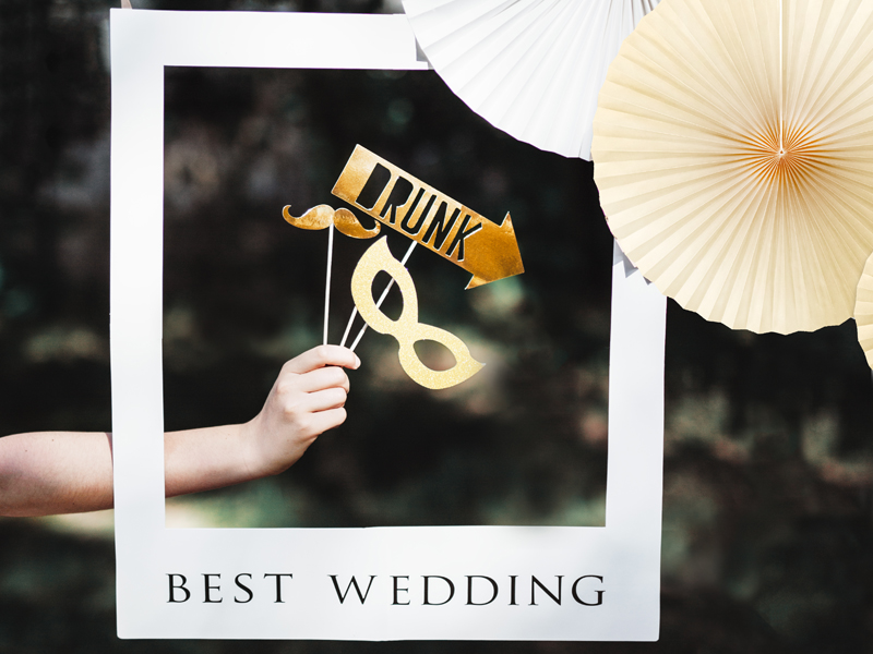 Atrakcje i dekoracje Zestaw z ramką selfie - Best Wedding