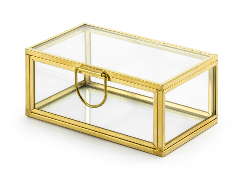 Dekoracje ślubne Szklane pudełko, złoty, 9x5,5x4cm