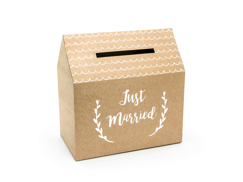 Bez kategorii Pudełko na koperty - Just Married, kraft, 30x30,5x16,5cm