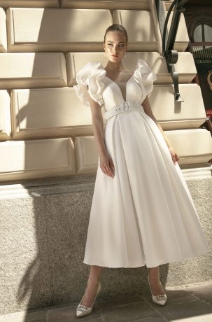 Suknie ślubne Zjawiskowa sukienka z bufiastymi rękawami