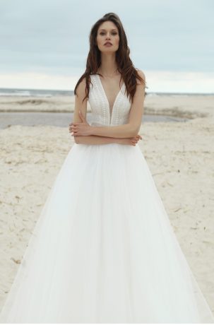 Suknie ślubne Nietuzinkowa suknia ślubna z wzorzystym gorsetem
