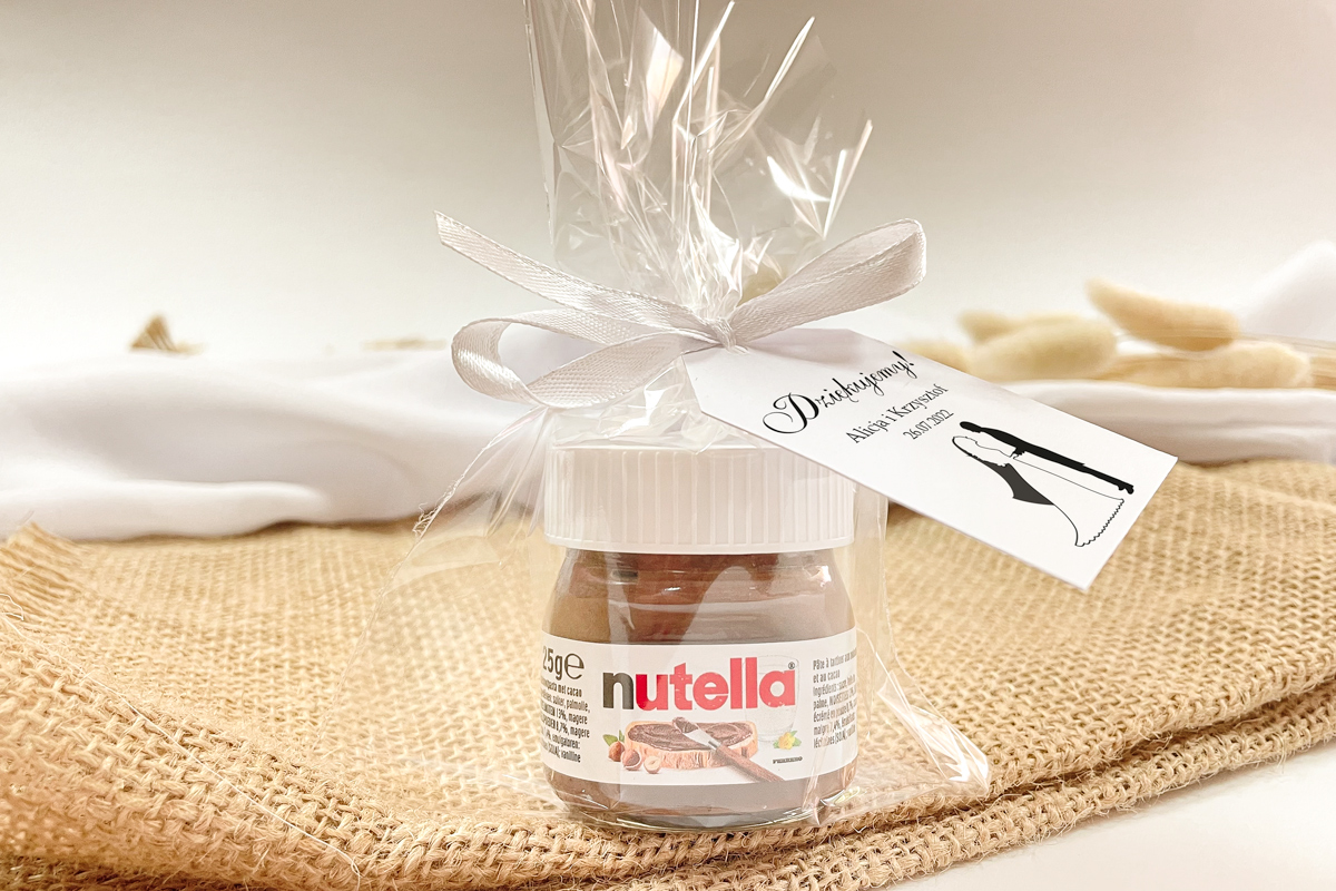 Nutella podziękowanie dla gości Nutella w woreczku podziękowanie dla gości - B&W