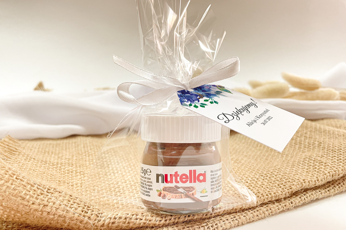 Nutella podziękowanie dla gości Nutella w woreczku podziękowanie dla gości - Chabry
