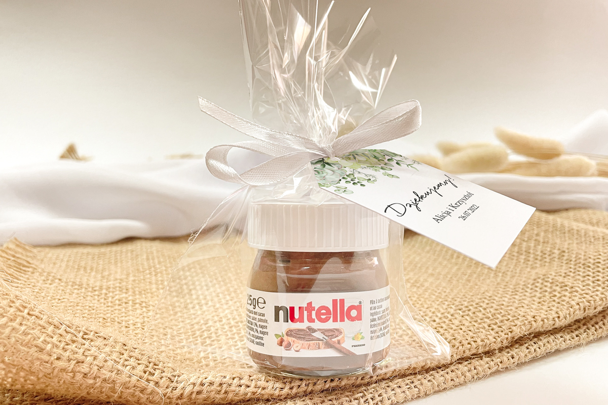 Nutella dla gości Nutella w woreczku podziękowanie dla gości - Delikatne sukulenty