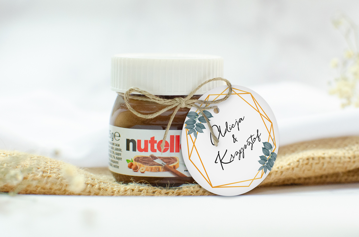 Nutella dla gości Nutella podziękowanie dla gości - Geometryczne liście