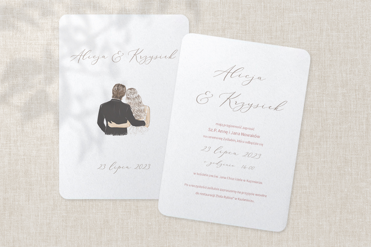 Oryginalne zaproszenia ślubne Zaproszenie romantyczne - Wedding couple