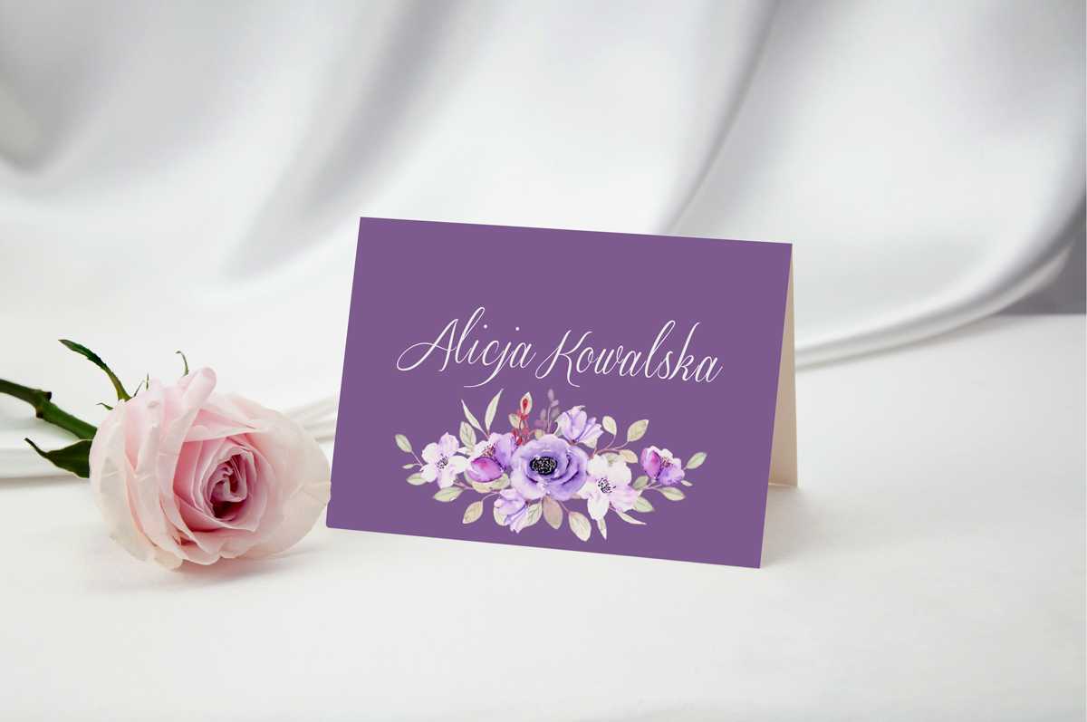Dodatki ślubne Winietka klasyczna - Fioletowe, pastelowe kwiaty