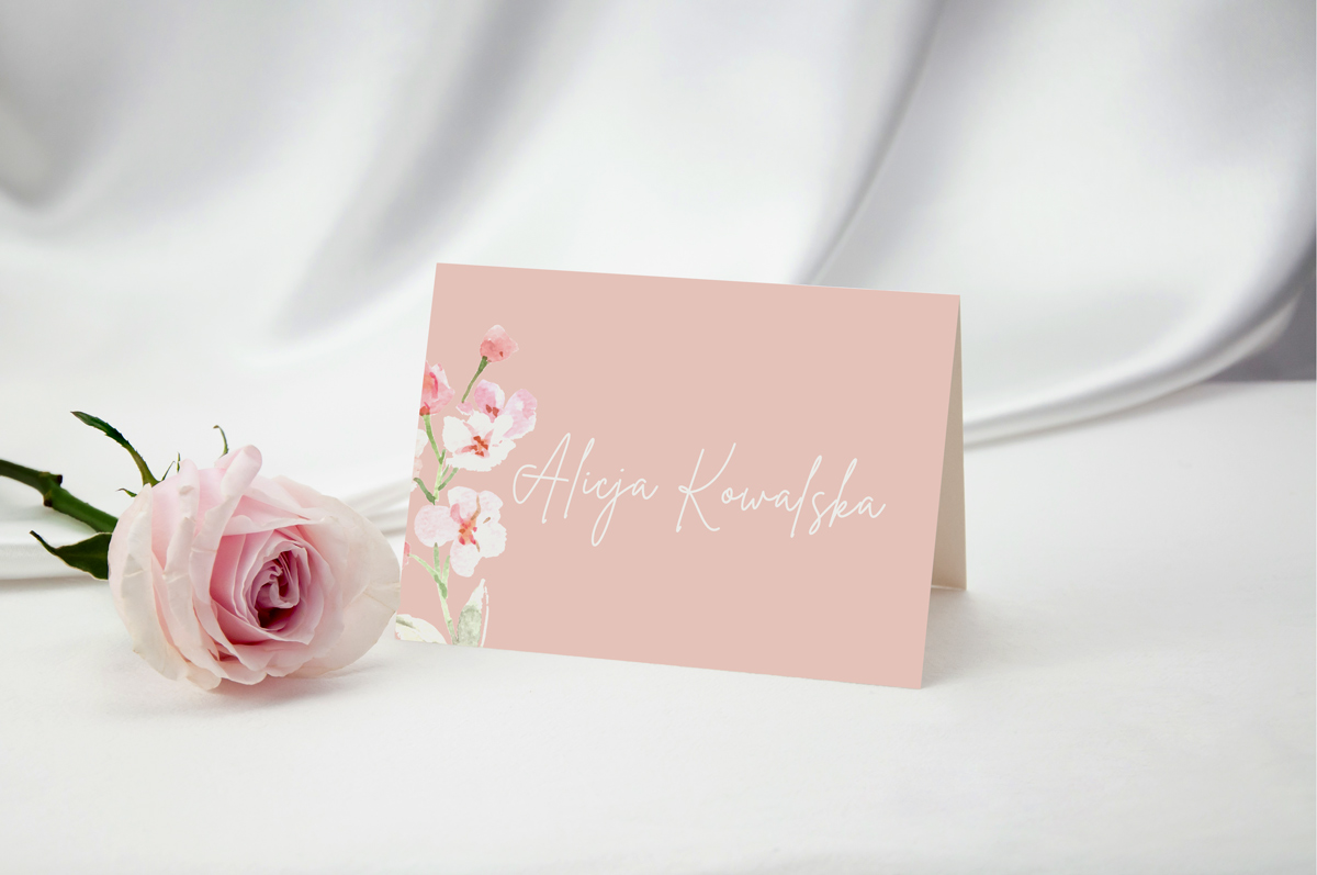 Dodatki ślubne Winietka klasyczna - Pastelowe, pudrowo-różowe kwiaty