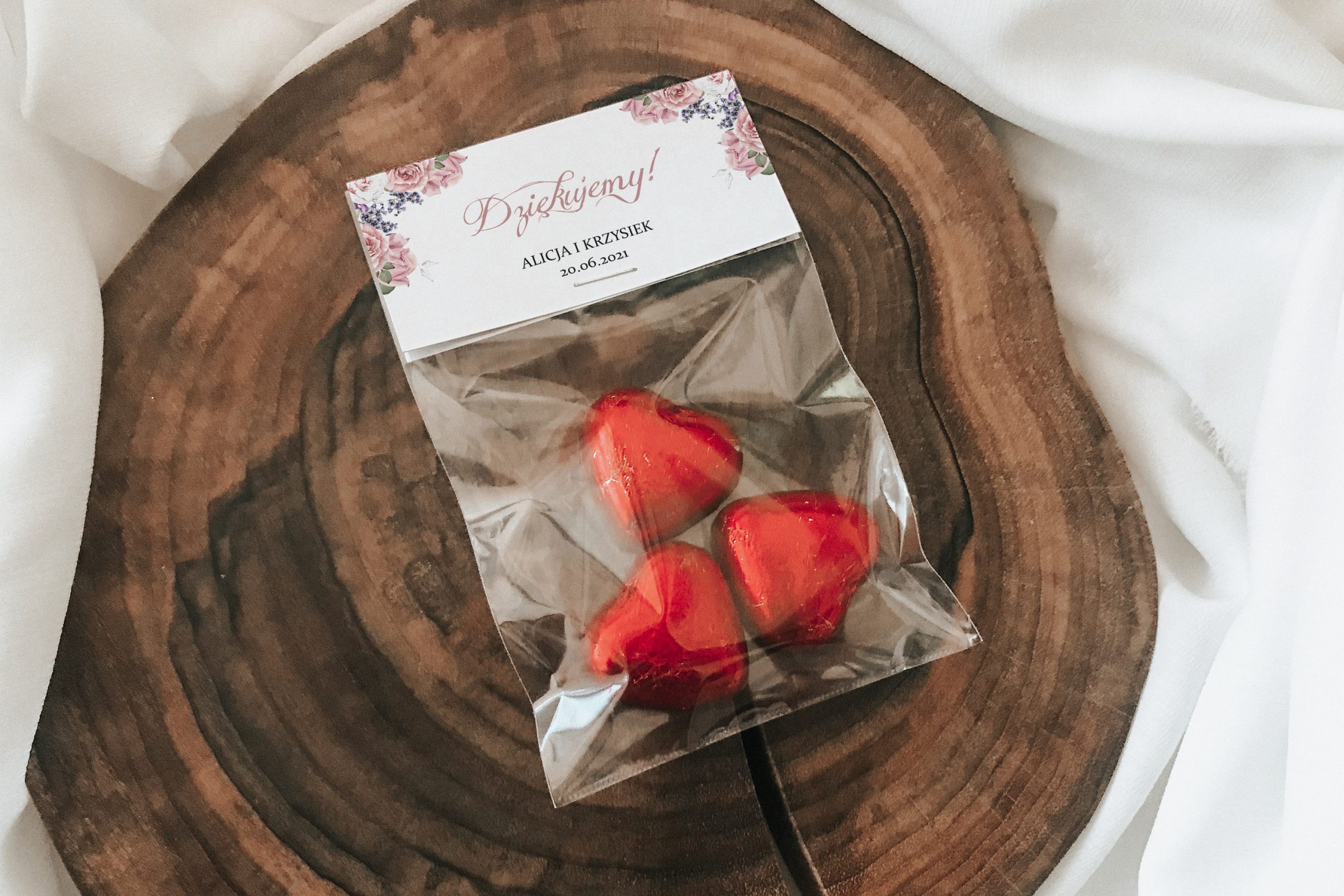 Czekoladki ślubne Pralinki dla gości - Pastelove w różu