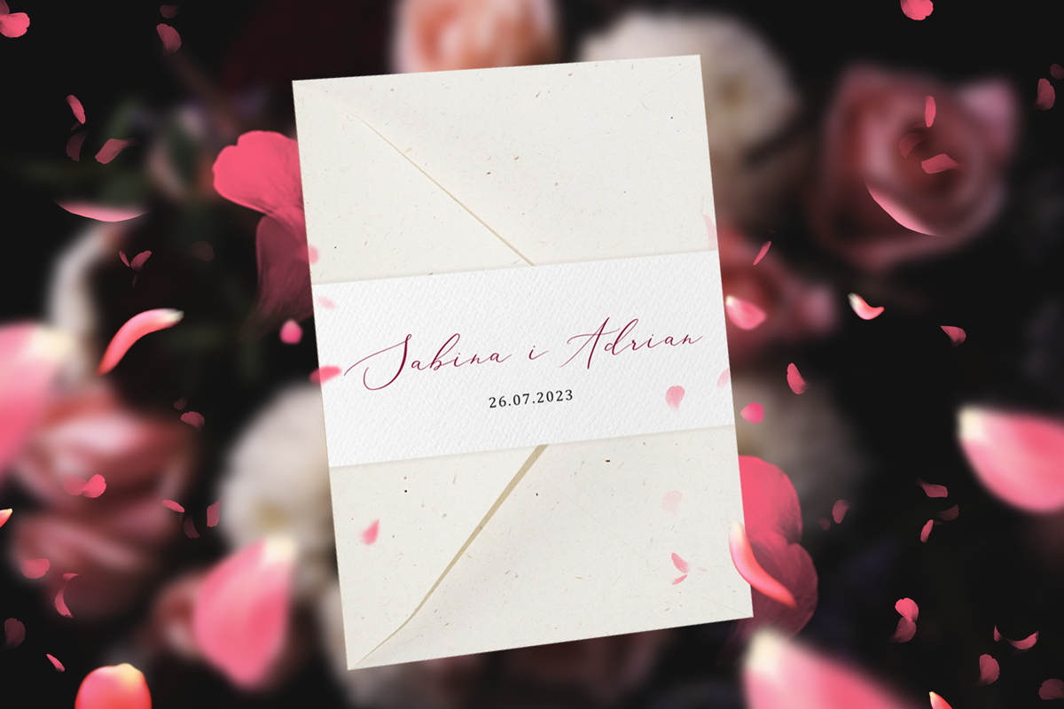Opaski na koperty Opaska na kopertę do Zaproszenia Premium - Rozkwit - Minimalistyczne z motywami kwiatów róż