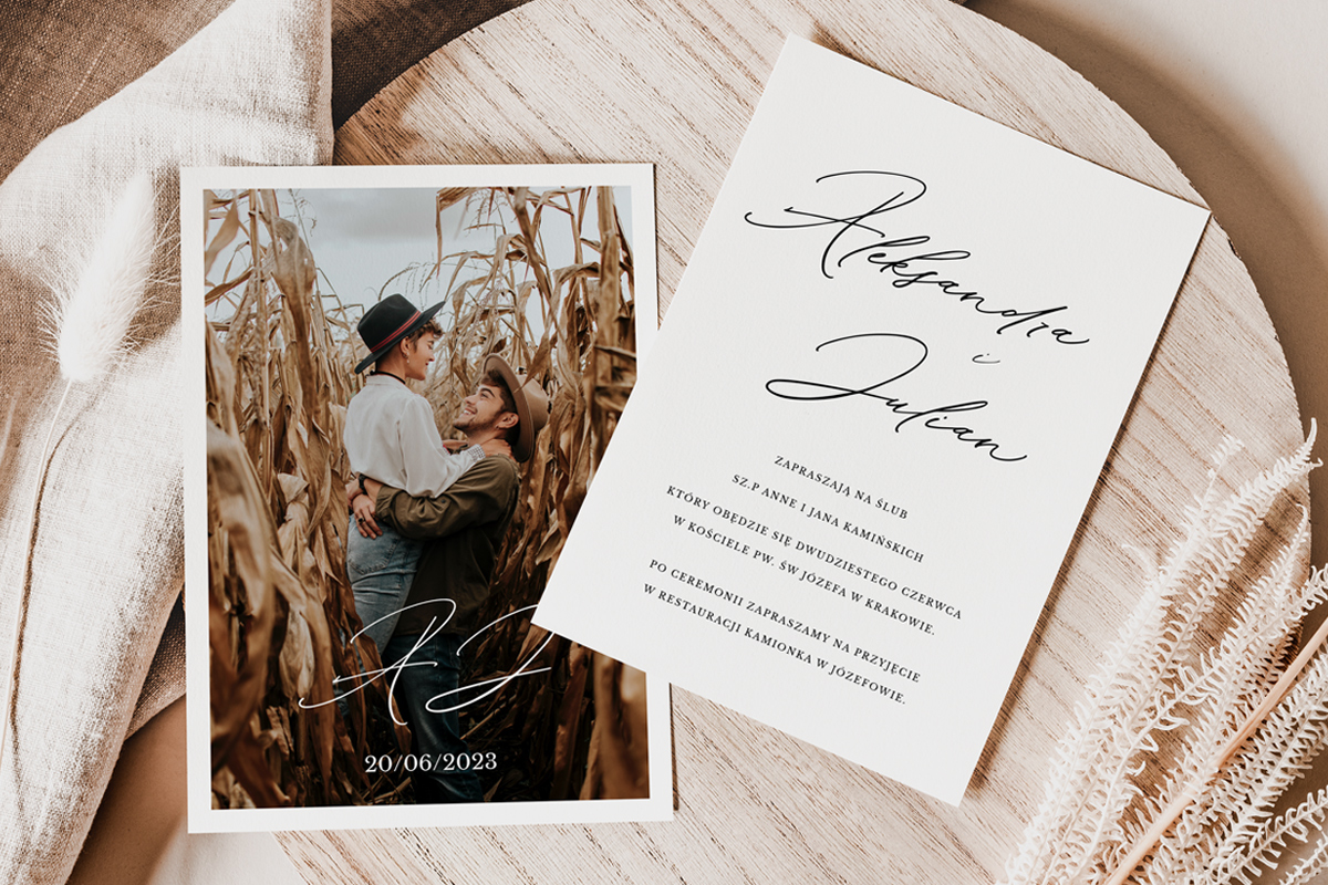 Zaproszenie ślubne B6 z fotografią - Amanda Premium Zaproszenie ślubne B6 z fotografią - Amanda