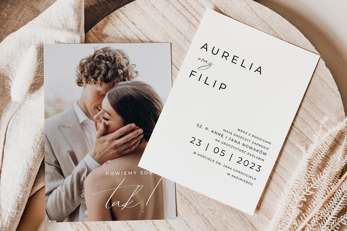 Zaproszenie ślubne B6 z fotografią - Amber Premium Zaproszenie ślubne B6 z fotografią - Amber
