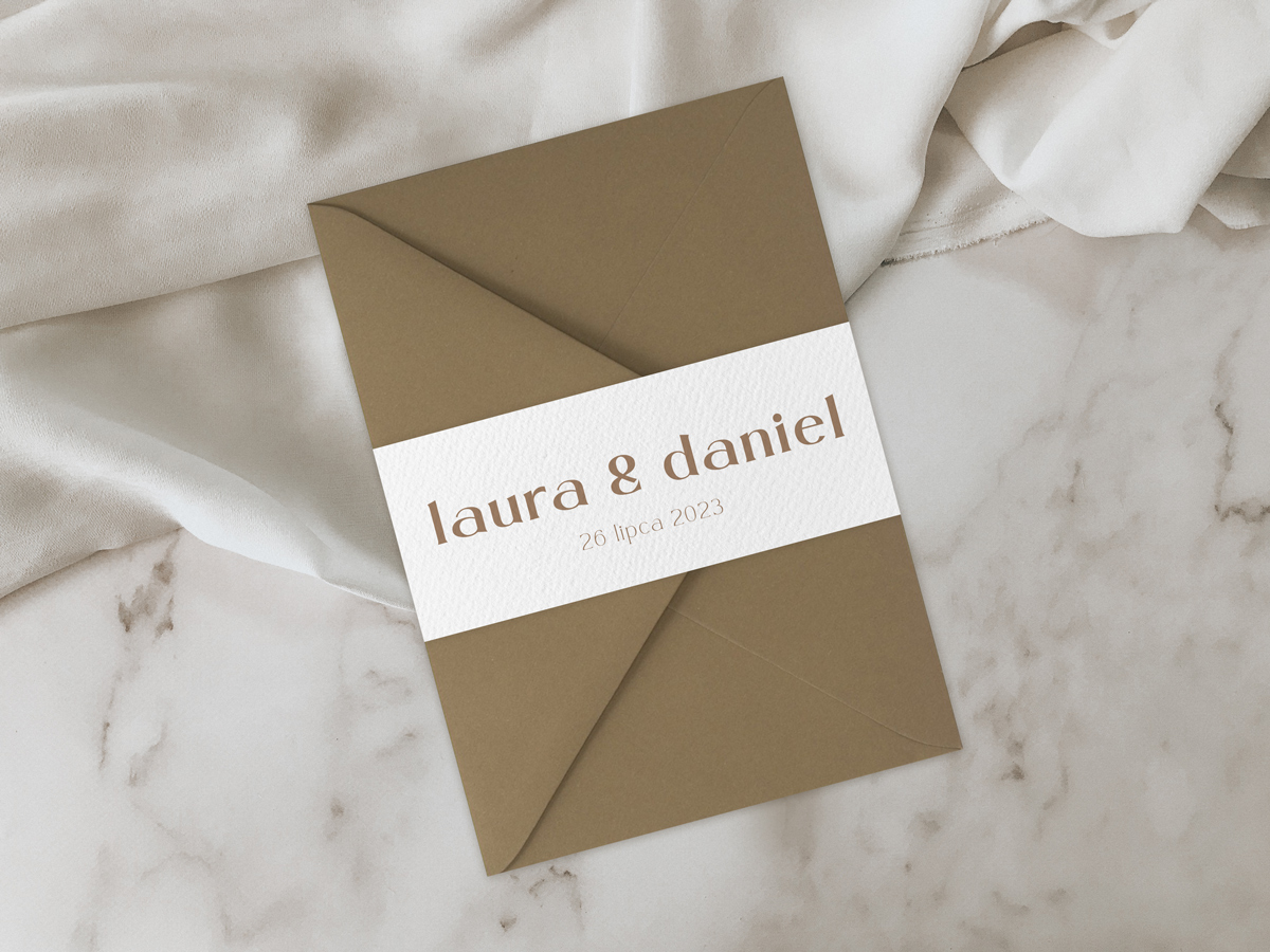 Dodatki ślubne Opaska na kopertę do minimalistycznego zaproszenia ślubnego premium - Martina