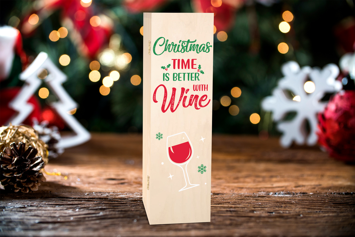 Pomysły na prezenty Prezent na Święta - Skrzynka na wino - wzór Czerwone wino