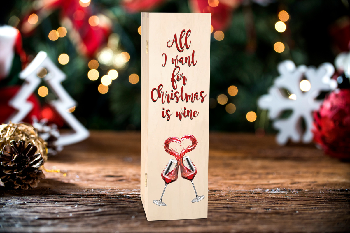 Pomysły na prezenty Prezent na Święta - Skrzynka na wino - wzór Kieliszki wina