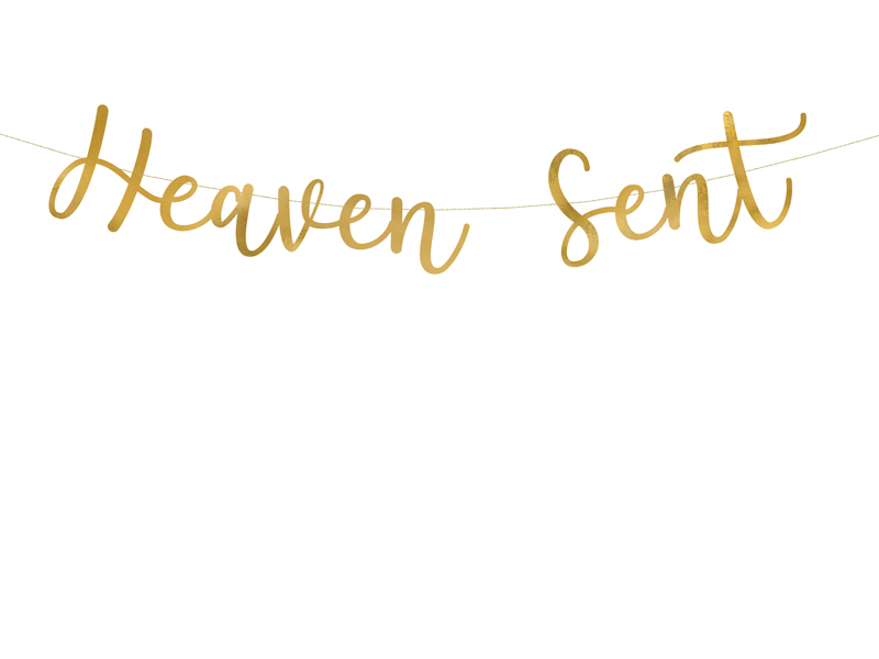 Dekoracje na chrzest Baner Heaven Sent, złoty, 14,5x85cm