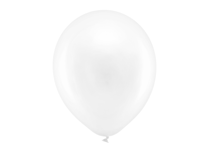 Balony na komunię Balony Rainbow 30cm metalizowane, biały (1 op. / 100 szt.)
