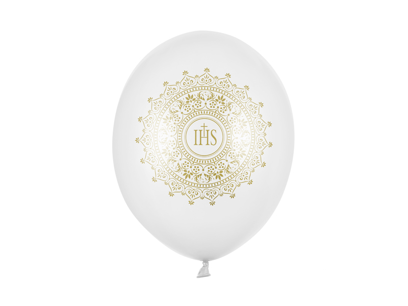 Balony na komunię Balony 30cm, IHS, Metallic Pure White (1 op. / 6 szt.)