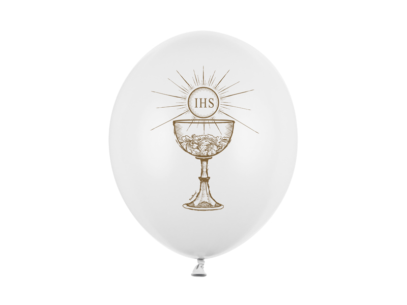 Balony na komunię Balony 30cm, IHS, Pastel Pure White (1 op. / 6 szt.)
