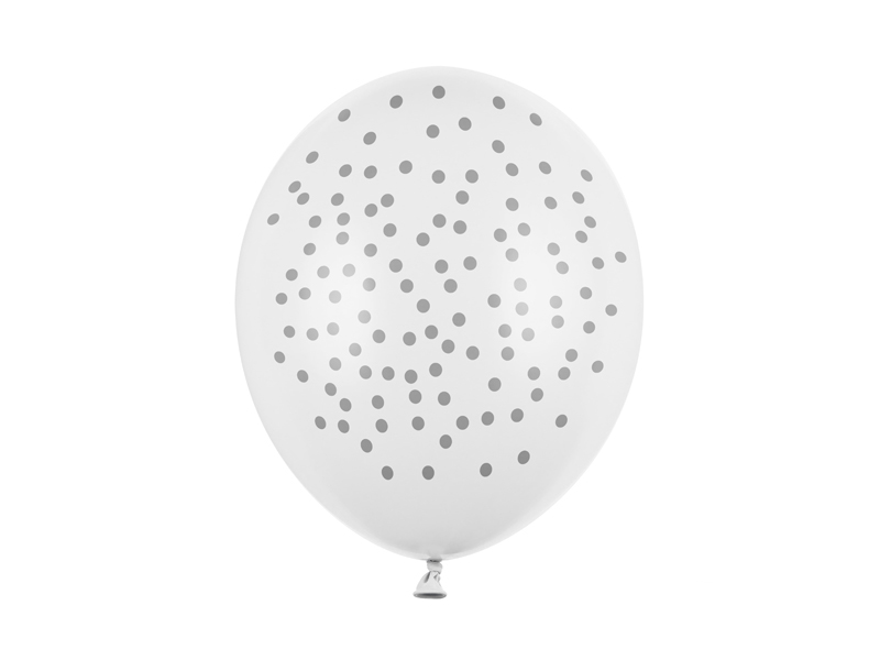 Balony na komunię Balony 30cm, Kropki, Pastel Pure White (1 op. / 6 szt.)