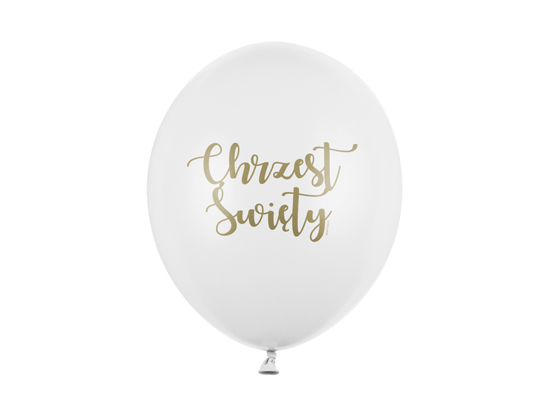 Balony na chrzest Balony 30 cm, Chrzest Święty, Pastel Pure White (1 op. / 6 szt.)